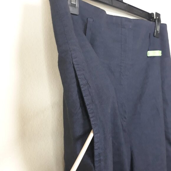 Theory Linen Blend Eco Crunch Wash Cropped Pants 10 High Rise Lagenlook Office - Picture 4 of 9